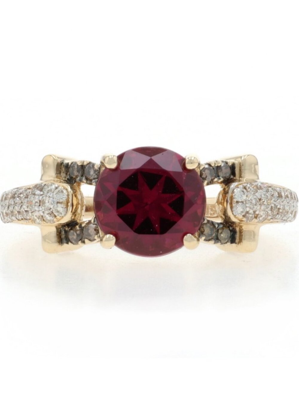 Le Vian Raspberry Rhodolite Garnet Diamond Ring - Yellow Gold 14k Rd 2.56ctw Bow